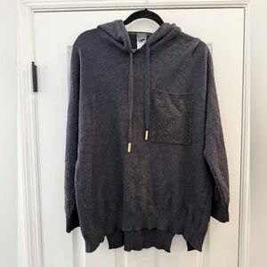Lorena Antoniazzi Grey Embellished Pocket Hoodie Pullover Sweatshirt 50 Large